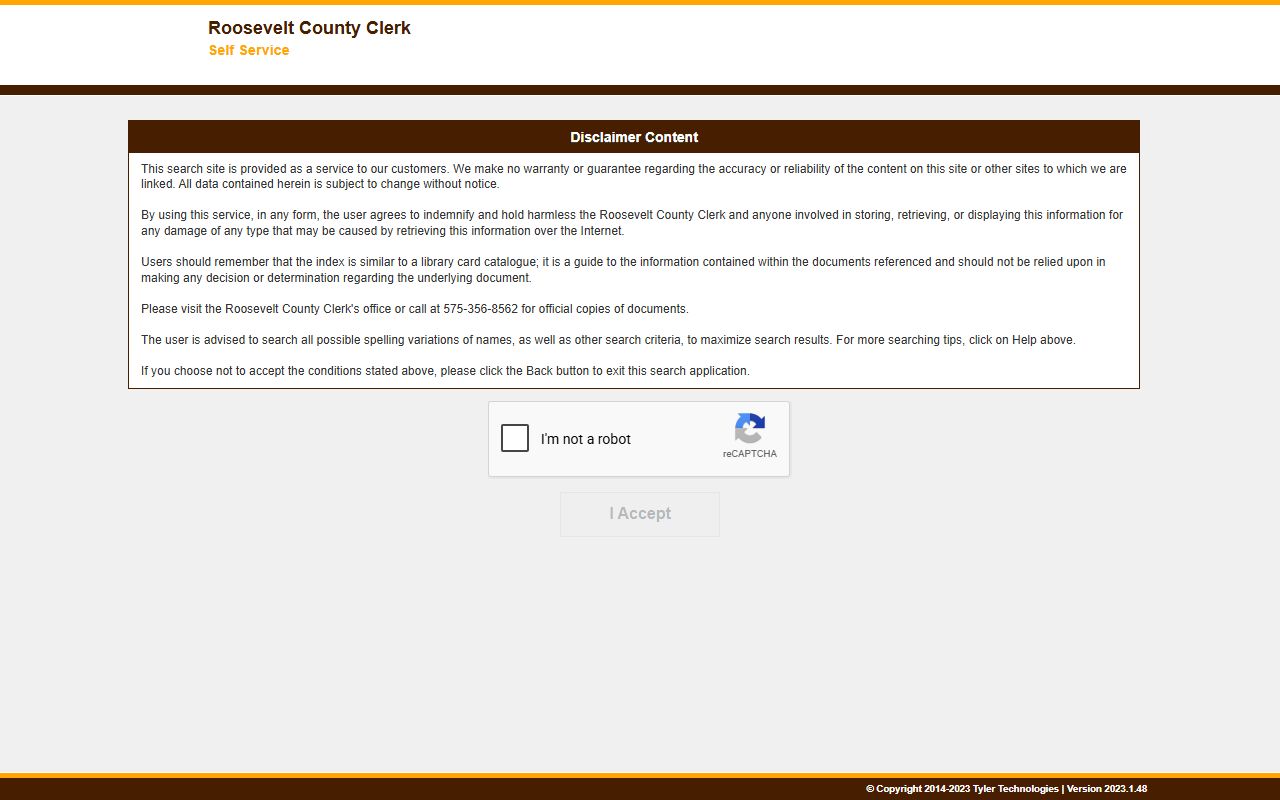 Roosevelt County Court Clerk records contrasted with County Clerk Tyler Self-Service