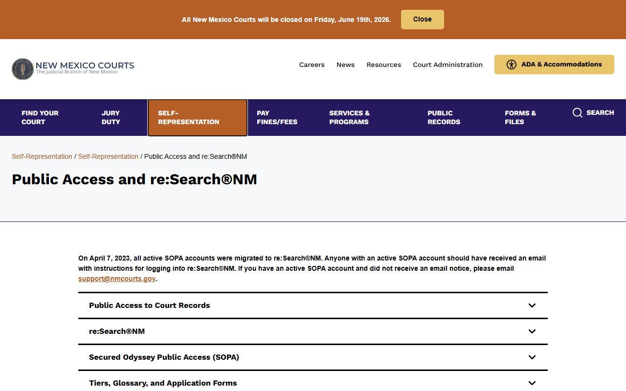 Roosevelt County court records public access and reSearchNM guidance