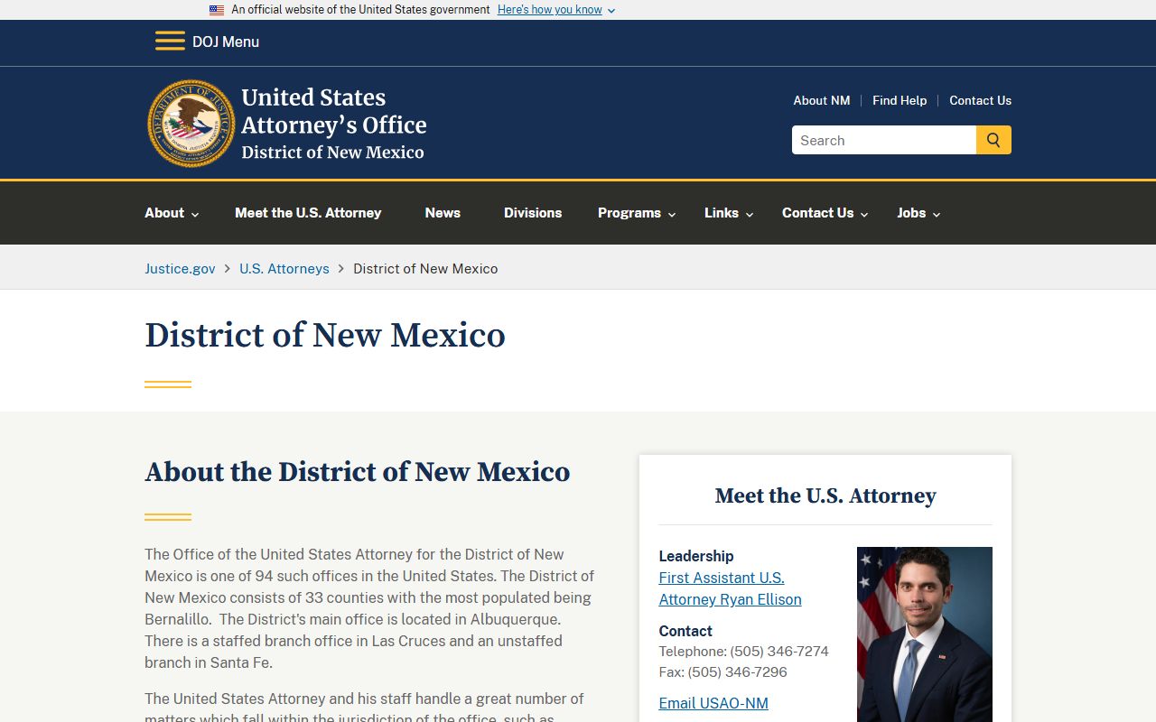 Roosevelt County District Court federal District of New Mexico context