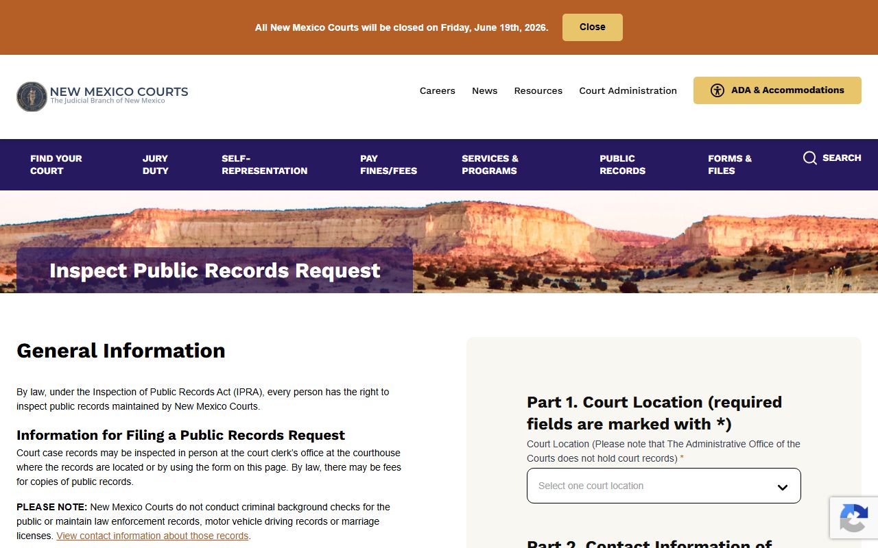 Roosevelt County court records New Mexico Courts IPRA form