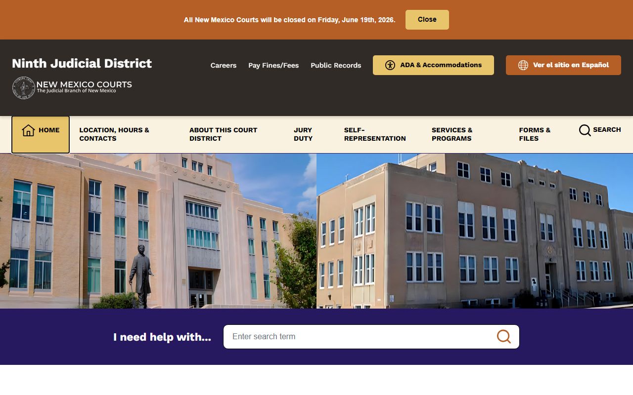 Roosevelt County court records Ninth Judicial District homepage