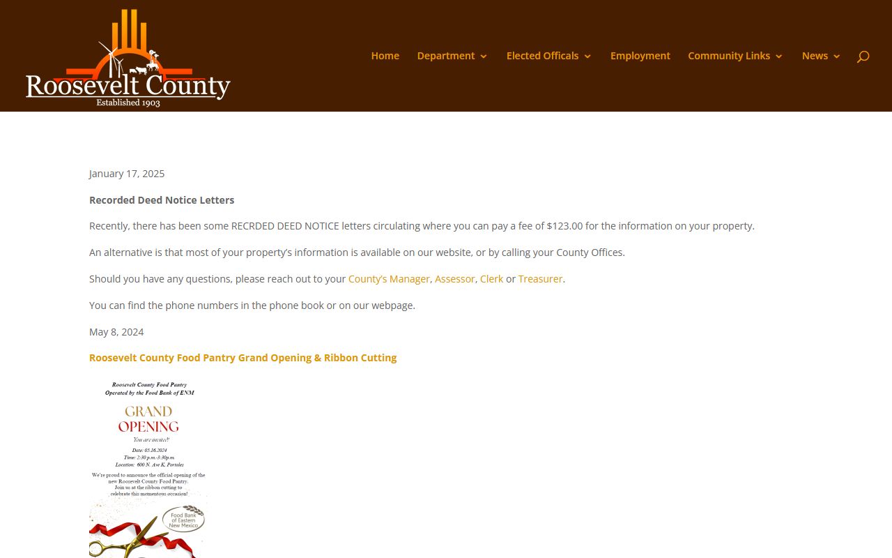 Roosevelt County court records sheriff and county news