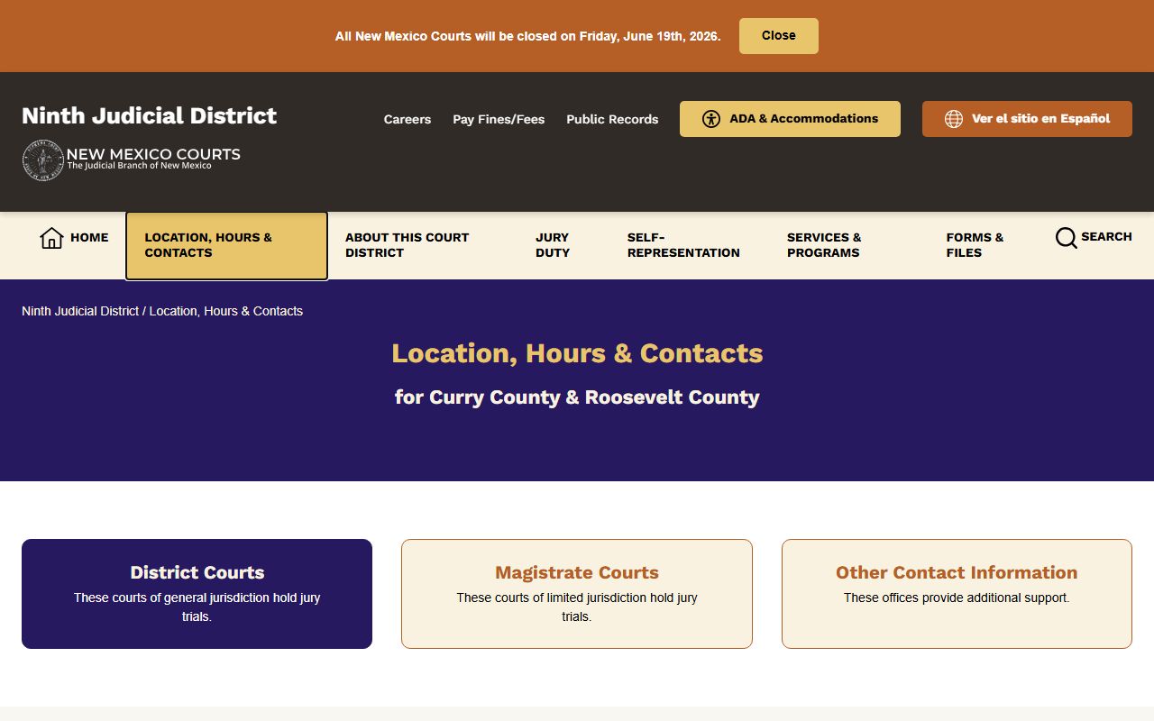 Roosevelt County court records court locations and hours