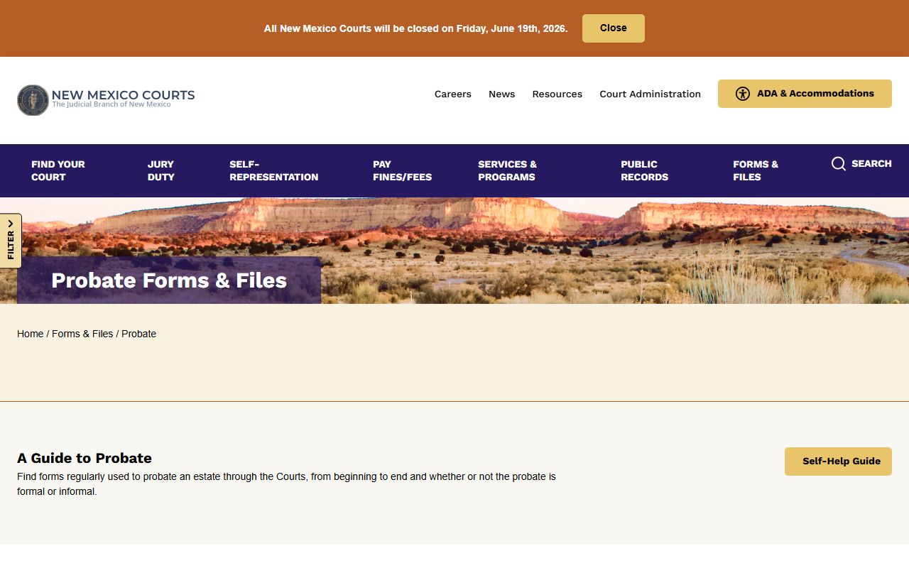 Roosevelt County probate records New Mexico Courts probate forms